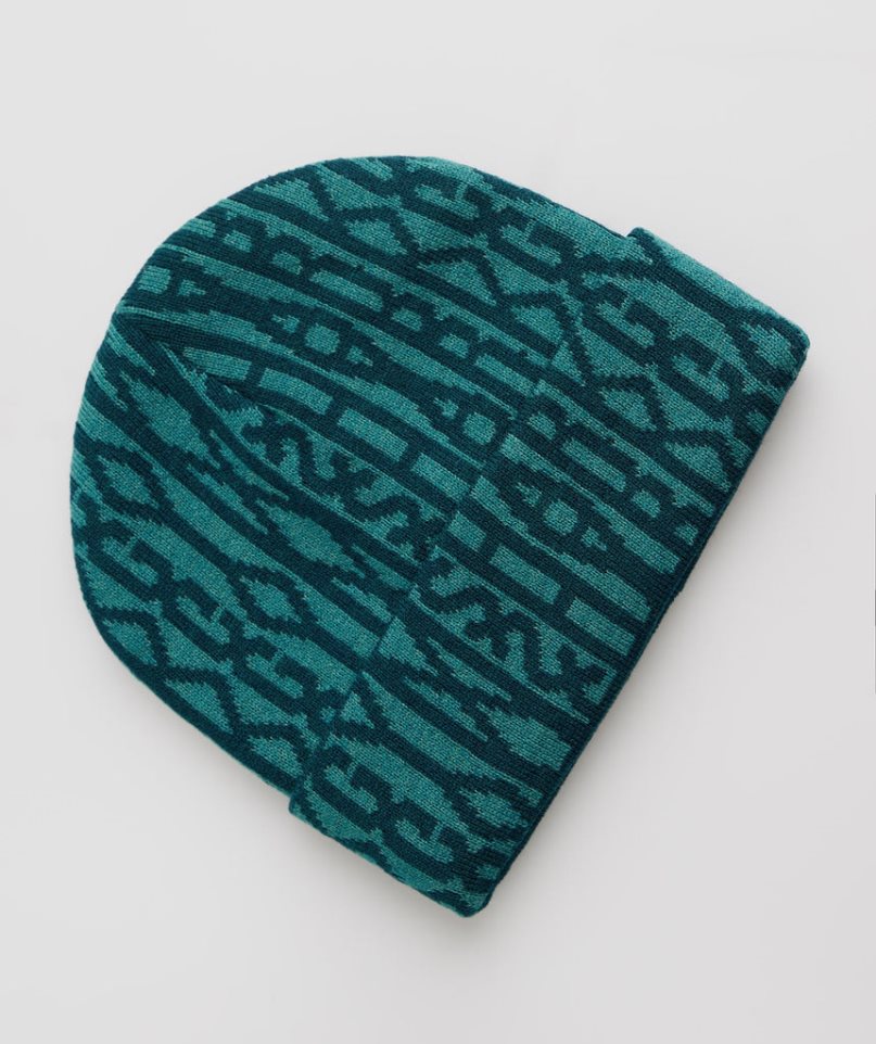 Gymshark Reversable Jacquard Beanie Turquoise | NZ 7MGUCP